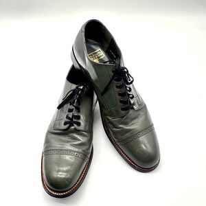 Stacy‎ Adams Dickinson Gray Leather Cap Toe Oxford Shoes Men's Size 10D